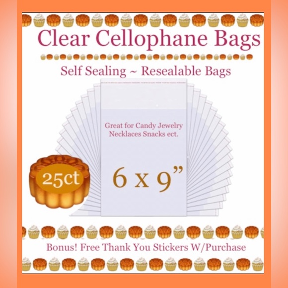 25ct 6’x9’ Clear Cello Bags w/Free Stickers 🧁🆕🧁 Crystal Clear/Resealable… - Picture 1 of 7